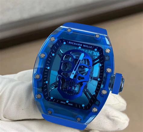 richard mille rm 52-01 blue sapphire skull tourbillon|rm 052 tourbillon skull.